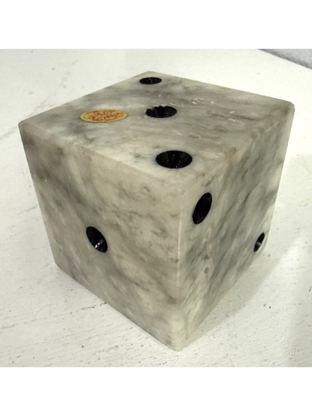 Vintage Hand Carved Heavy Italian Marble Paperweight Dice 2 1/2"